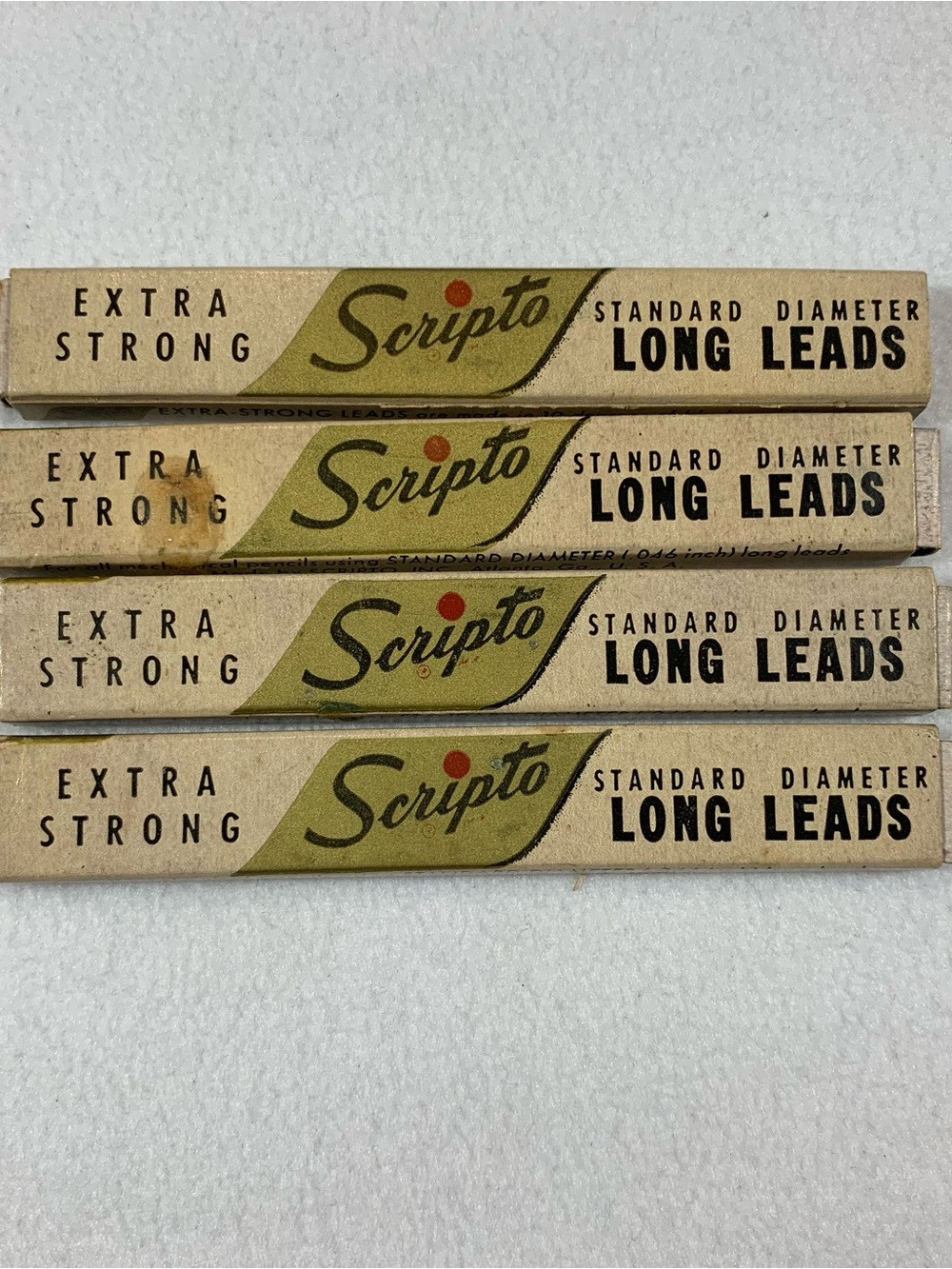 Vintage Rare NOS GREEN Scripto Long Leads For Mechanical Pencils 0.46" Lot Of 4